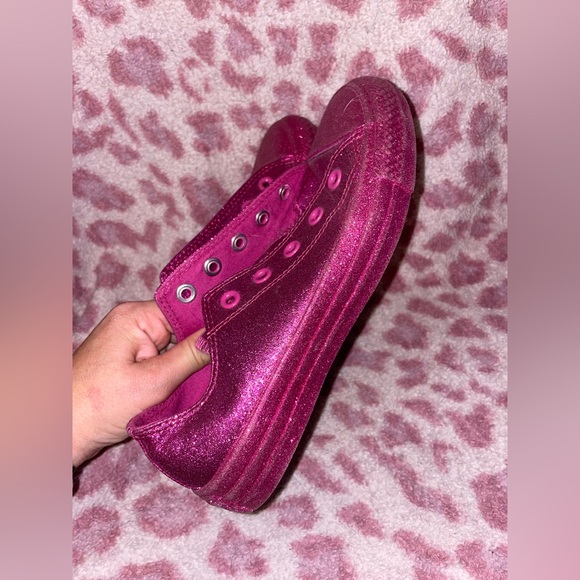 Women's Pink Glitter Low Top Coverse Size 6 - Picture 6 of 10